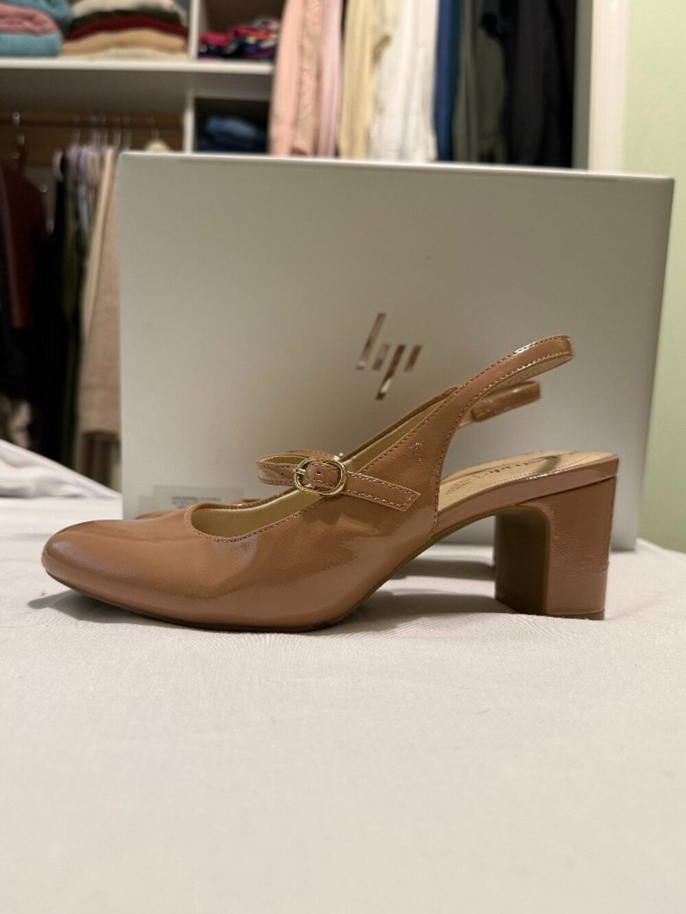 LifeStride Slingback Mary Jane Pumps, Size 8W, Beige/Tan, EUC